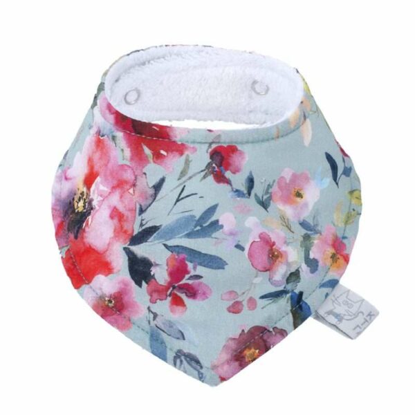 Βρεφική Σαλιάρα-Μπαντάνα Watercolour Flowers Μint