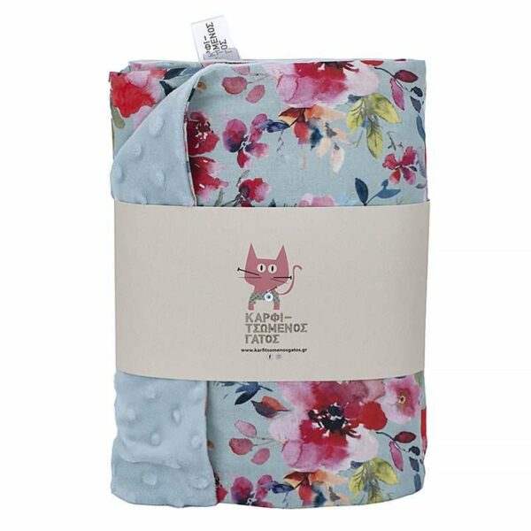 Βρεφική κουβέρτα βελουτέ Watercolour Flowers Μint