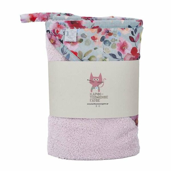 Βρεφική μπουρνουζοπετσέτα Watercolour Flowers Μint