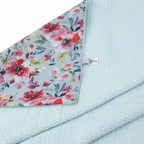 Βρεφική πικέ κουβέρτα Watercolour Flowers Μint