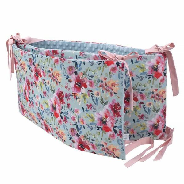 Προστατευτική Πάντα Κούνιας Watercolour Flowers Μint