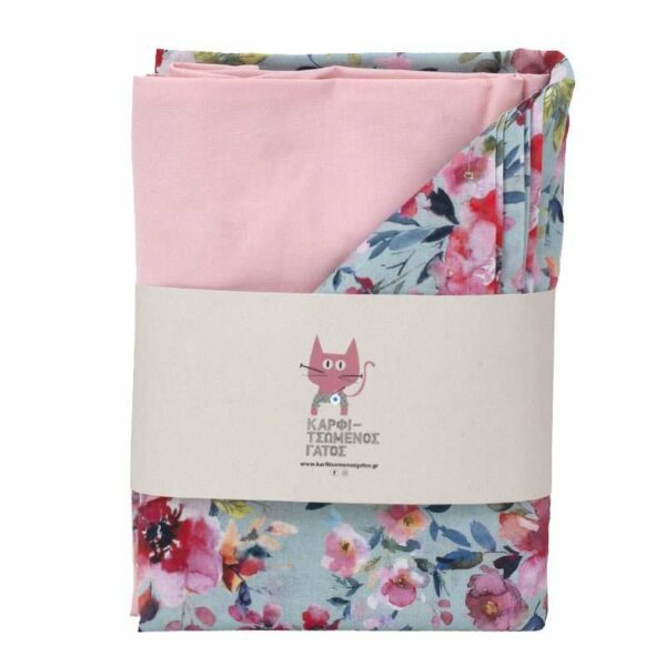 Σετ σεντόνια λίκνου 2 τεμ. Watercolour Flowers Μint.