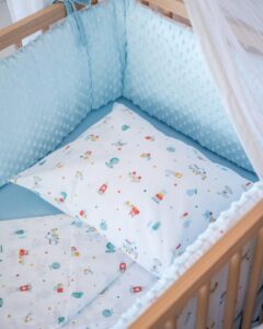 Σετ σεντόνια κούνιας 3 τεμαχίων από οργανικό βαμβάκι Oeko-Tex με Toys Boy print - Karfitsomenosgatos