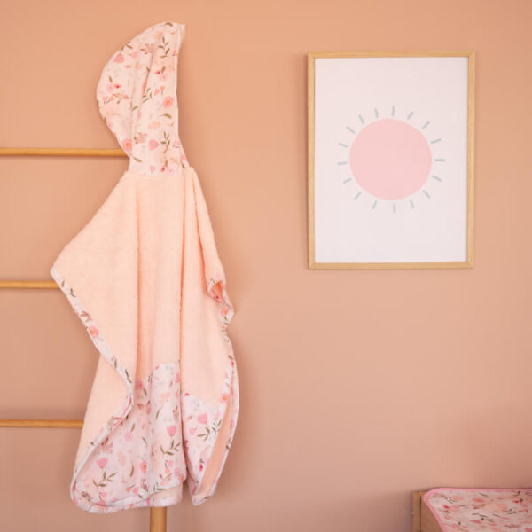 Παιδικό πόντσο θαλάσσης από βαμβάκι Oeko-Tex με Pretty Flowers print | Karfitsomenosgatos