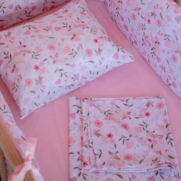 Σετ σεντόνια κούνιας 3 τεμαχίων από βαμβάκι Oeko-Tex με Pretty Flowers print | Karfitsomenosgatos