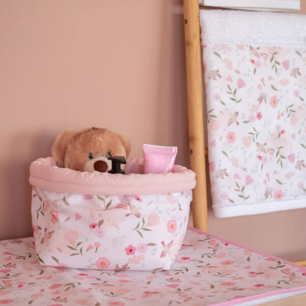 Υφασμάτινο καλάθι αποθήκευσης για την αλλαξιέρα από βαμβάκι Oeko-Tex με Pretty Flowers print | Karfitsomenosgatos