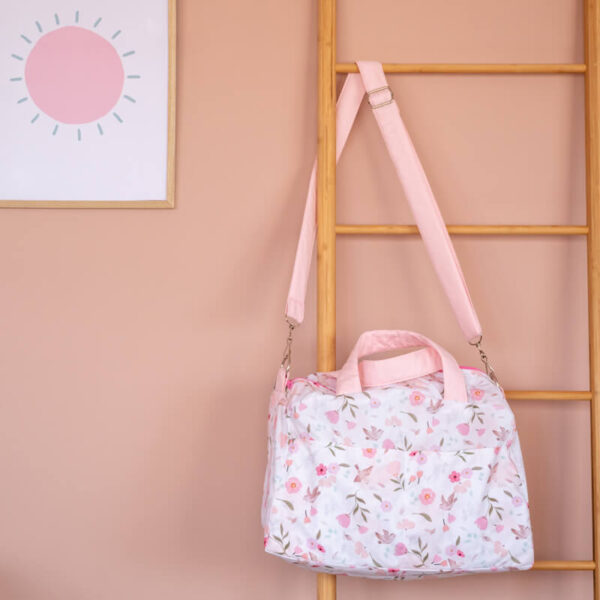 Υφασμάτινο Παιδικό Σακ Βουαγιάζ με Pretty Flowers print | Karfitsomenosgatos