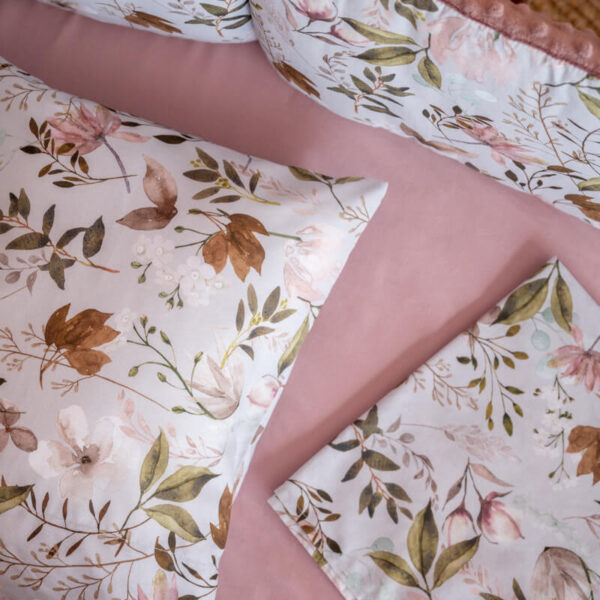 Σετ σεντόνια κούνιας 3 τεμαχίων από βαμβάκι Oeko-Tex με Peonies print | Karfitsomenosgatos