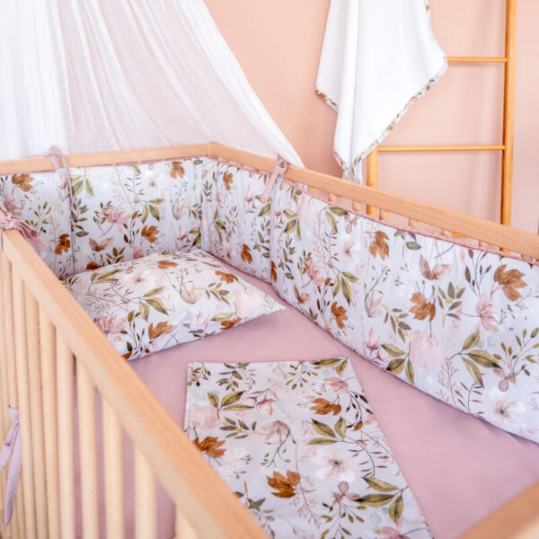 Βαμβακερή προστατευτική πάντα κούνιας με print Peonies | Karfitsomenosgatos