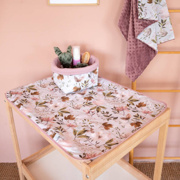 Αδιάβροχο κάλυμμα αλλαγής πάνας από βαμβάκι Oeko-Tex με Peonies print