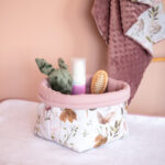 Υφασμάτινο καλάθι αποθήκευσης για την αλλαξιέρα από βαμβάκι Oeko-Tex με Peonies print | Karfitsomenosgatos