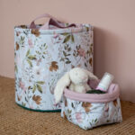 Υφασμάτινο καλάθι αποθήκευσης για την αλλαξιέρα από βαμβάκι Oeko-Tex με Peonies print | Karfitsomenosgatos