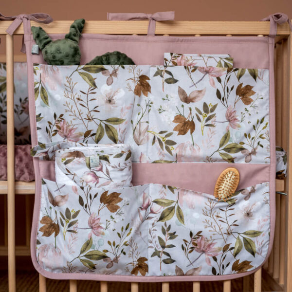 Θήκη οργάνωσης κούνιας από βαμβάκι Oeko-Tex με Peonies print | Karfitsomenosgatos