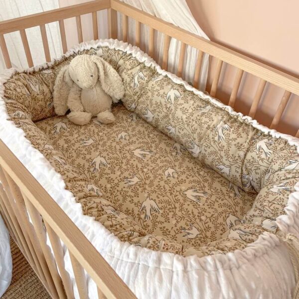 Βρεφική φωλίτσα από οργανικό βαμβάκι Oeko-Tex με print Swallow | karfitsomenosgatos