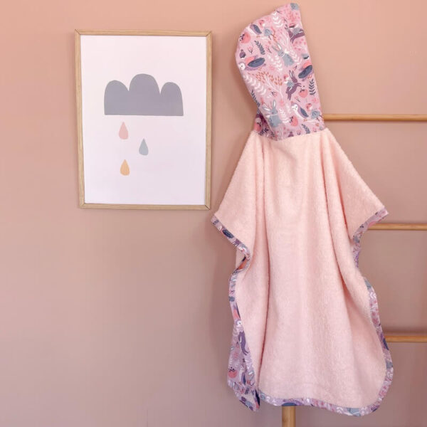 Παιδικό πόντσο θαλάσσης από βαμβάκι Oeko-Tex με Owl Forest print | Karfitsomenosgatos