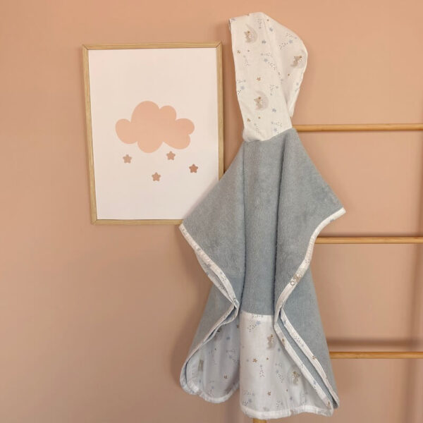 Παιδικό πόντσο θαλάσσης από οργανικό βαμβάκι Oeko-Tex με To The Moon print | Karfitsomenosgatos