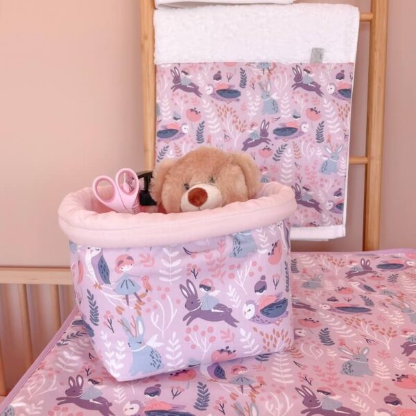 Υφασμάτινο καλάθι αποθήκευσης για την αλλαξιέρα από βαμβάκι Oeko-Tex με Owl Forest print | Karfitsomenosgatos