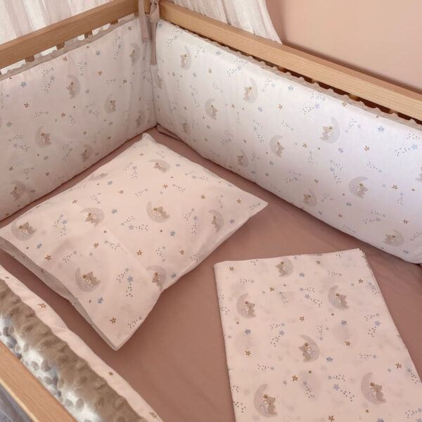 Σετ σεντόνια κούνιας 3 τεμαχίων από οργανικό βαμβάκι Oeko-Tex με To The Moon print | Karfitsomenosgatos