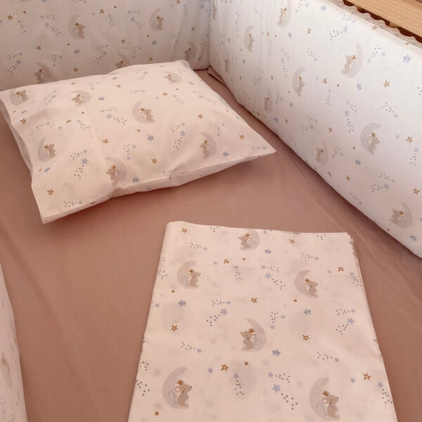 Σετ σεντόνια κούνιας 3 τεμαχίων από οργανικό βαμβάκι Oeko-Tex με To The Moon print | Karfitsomenosgatos