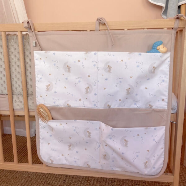 Θήκη οργάνωσης κούνιας από βαμβάκι Oeko-Tex με To The Moon print | Karfitsomenosgatos