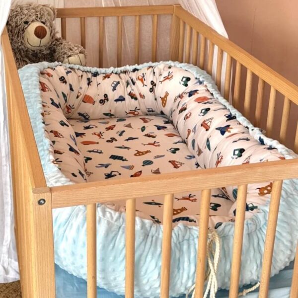 Βρεφική φωλίτσα από βαμβάκι Oeko-Tex με print Vehicles | Karfitsomenosgatos