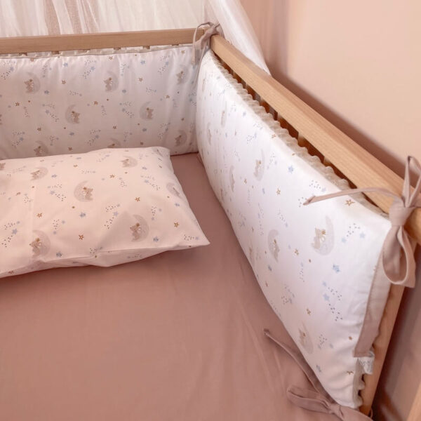 Βαμβακερή προστατευτική πάντα κούνιας με print To The Moon | Karfitsomenosgatos