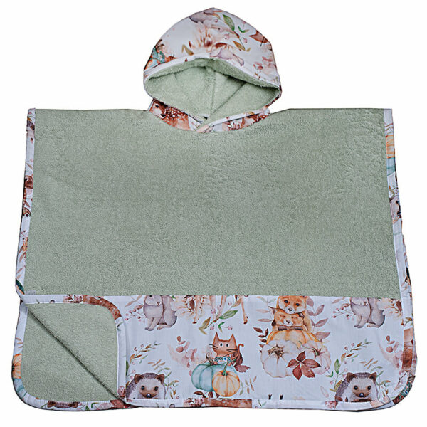 Παιδικό πόντσο θαλάσσης από οργανικό βαμβάκι Oeko-Tex με Pumpkins print | Karfitsomenosgatos