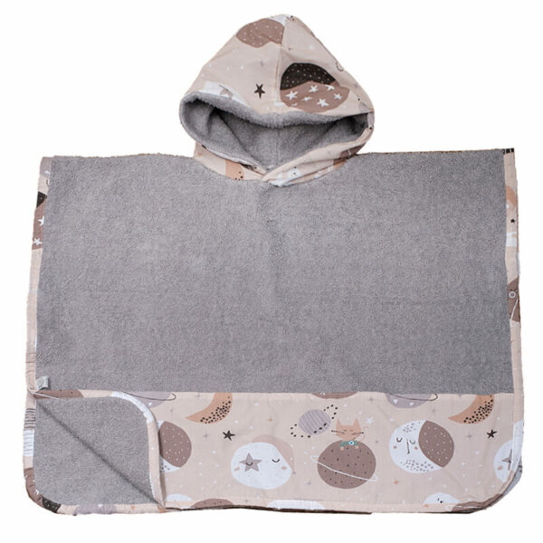 Παιδικό πόντσο θαλάσσης από βαμβάκι Oeko-Tex με Sleeping Planets print | Karfitsomenosgatos