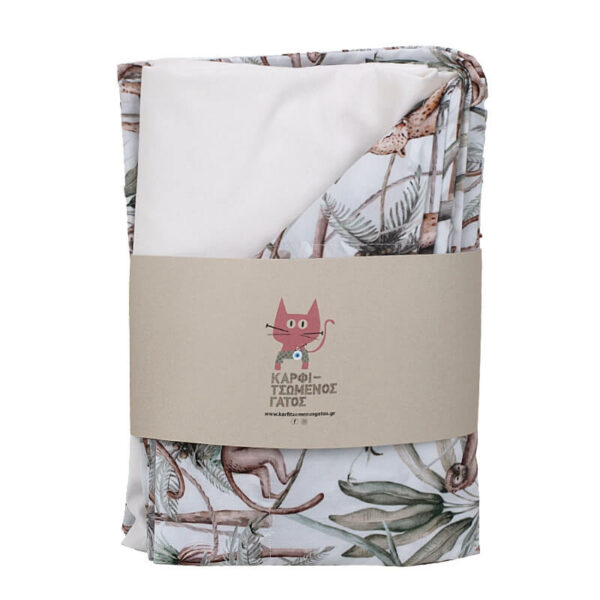 Σετ σεντόνια λίκνου 2 τεμαχίων από βαμβάκι Oeko-Tex με Jungle Animals print