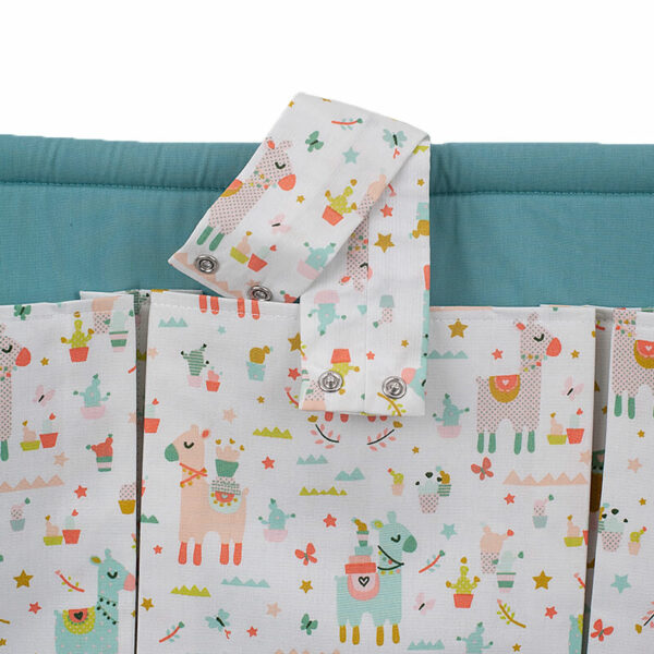 Θήκη οργάνωσης κούνιας από βαμβάκι Oeko-Tex με Lama Cactus Party White | Karfitsomenosgatos