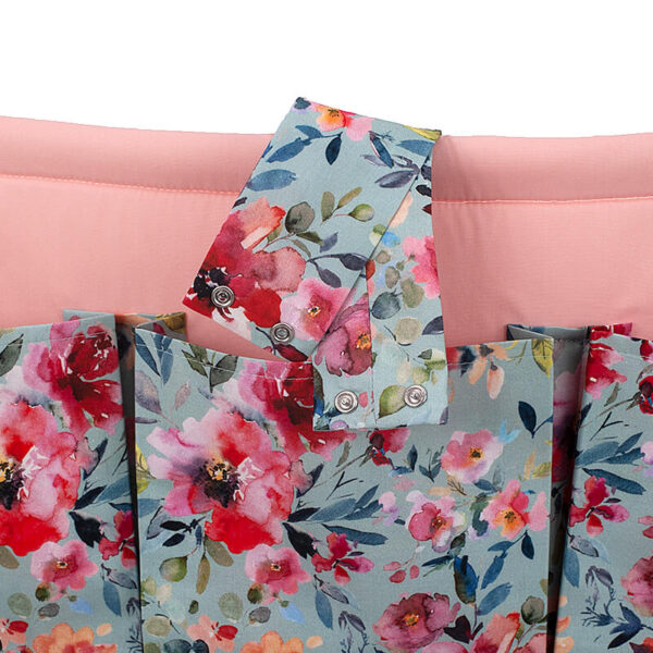 Θήκη οργάνωσης κούνιας από βαμβάκι Oeko-Tex με Watercolour Flowers Μint print | Karfitsomenosgatos