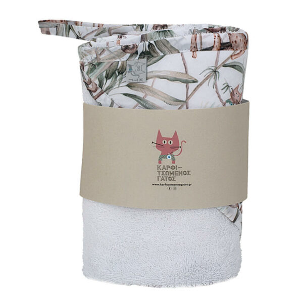 Βρεφική μπουρνουζοπετσέτα από βαμβάκι Oeko-Tex με Jungle Animals print | Karfitsomenosgatos