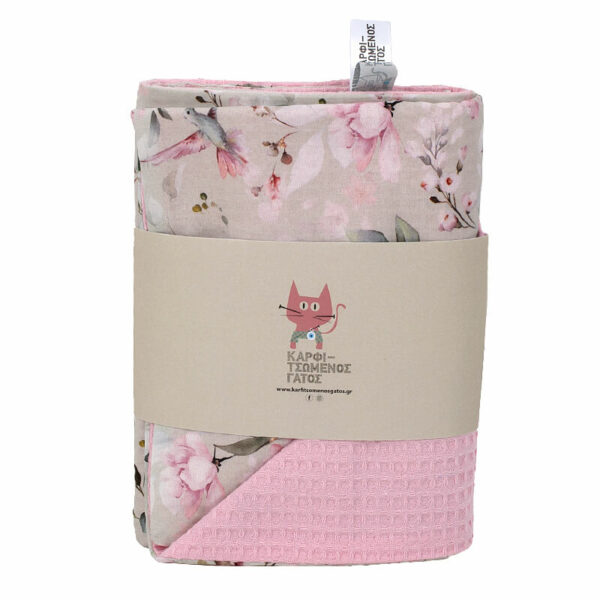 Βρεφική πικέ κουβέρτα με print Floral Garden | Karfitsomenosgatos