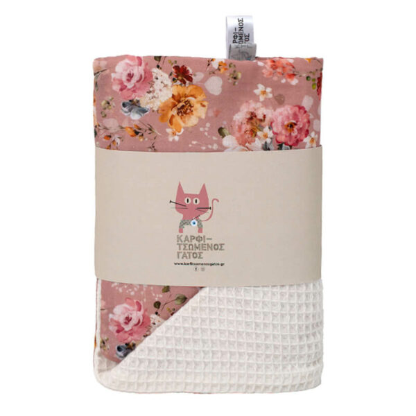 Βρεφική πικέ κουβέρτα με print Golden Flowers | Karfitsomenosgatos