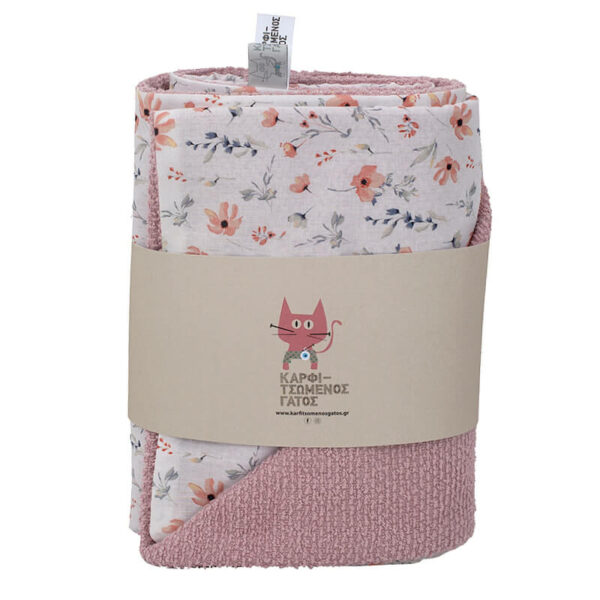 Βρεφική πικέ κουβέρτα με print Salmon Daisy | Karfitsomenosgatos