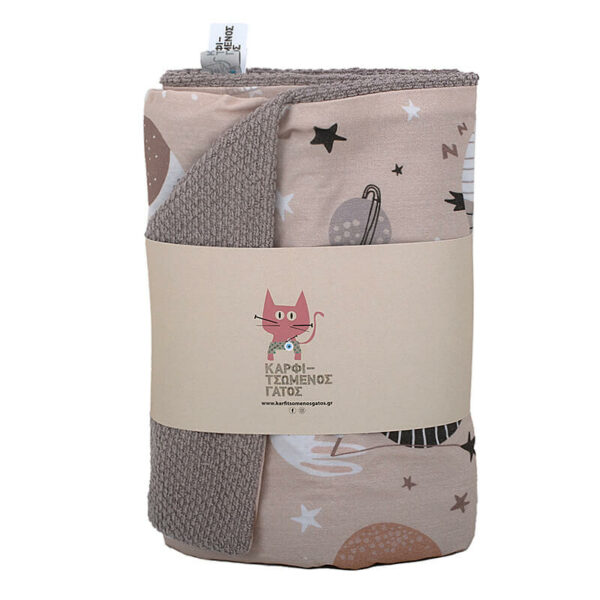 Βρεφική πικέ κουβέρτα με print Sleeping Planets | Karfitsomenosgatos