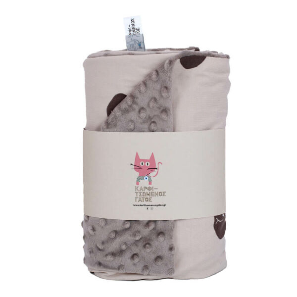 Βρεφική βελουτέ κουβέρτα από βαμβάκι Oeko-Tex με print Elephant | Karfitsomenosgatos