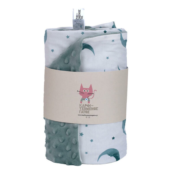 Βρεφική βελουτέ κουβέρτα με print Moon and Stars | Karfitsomenosgatos