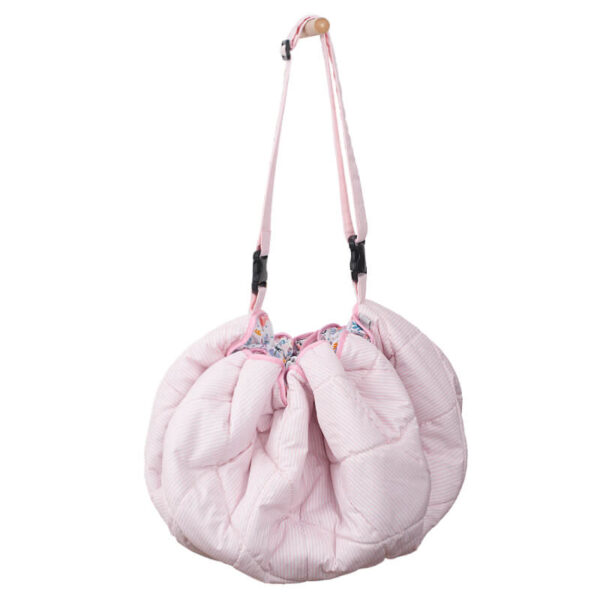 Στρώμα Παιχνιδιού-Τσάντα Αποθήκευσης 2 σε 1 από βαμβάκι με Flowers White print | Karfitsomenosgatos