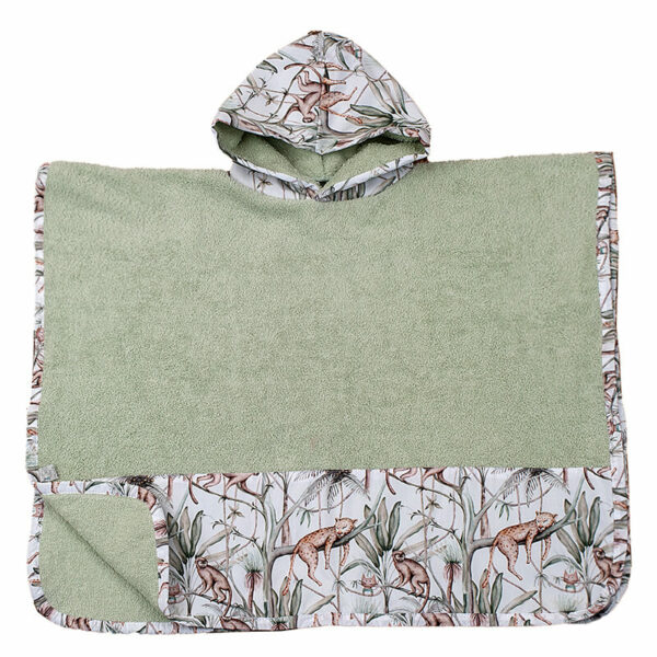 Παιδικό πόντσο θαλάσσης από βαμβάκι Oeko-Tex με Jungle Animals print | Karfitsomenosgatos