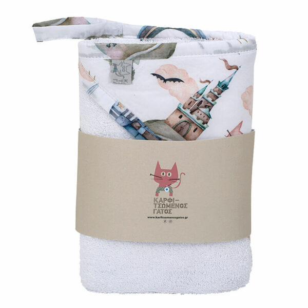 Βρεφική μπουρνουζοπετσέτα από βαμβάκι Oeko-Tex με Fairytale print